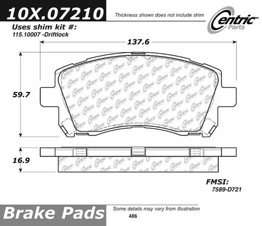 100.07210 OEM Brake Pads Centric Pair