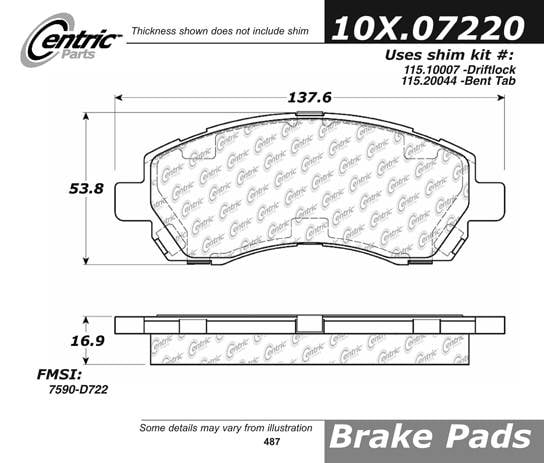 100.07220 OEM Brake Pads Centric Pair