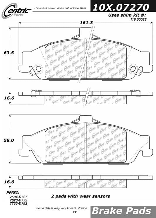 100.07270 OEM Brake Pads Centric Pair