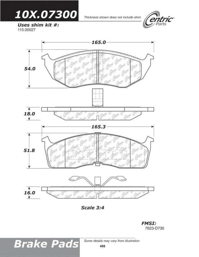 100.07300 OEM Brake Pads Centric Pair