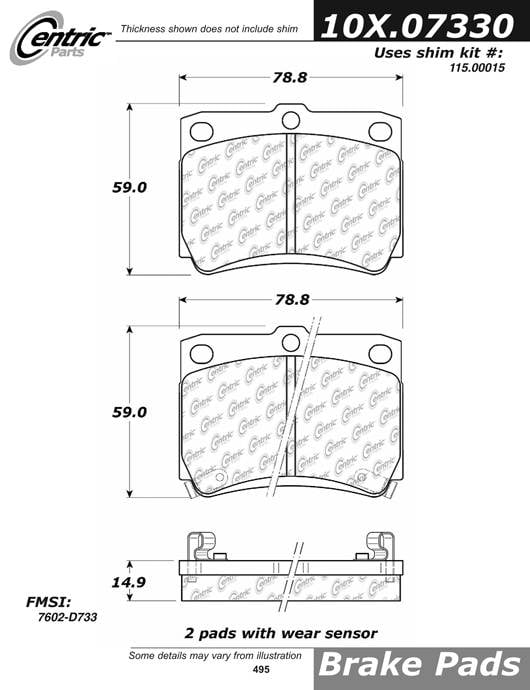 100.07330 OEM Brake Pads Centric Pair