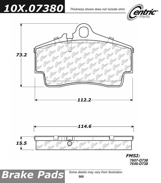 100.07380 OEM Brake Pads Centric Pair