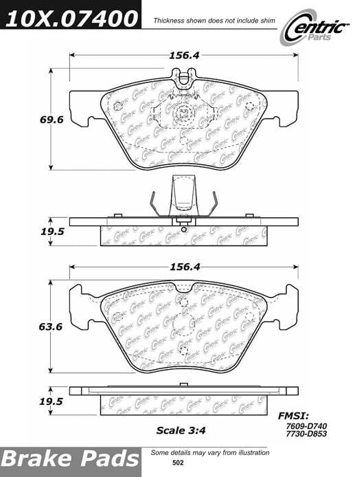 100.07400 OEM Brake Pads Centric Pair