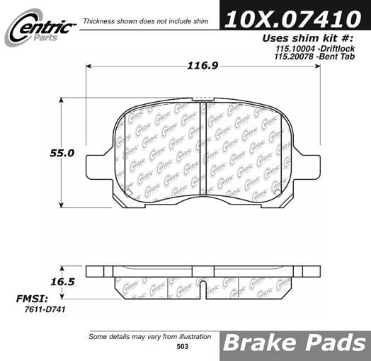 100.07410 OEM Brake Pads Centric Pair