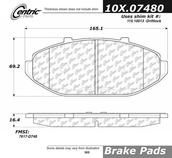 100.07480 OEM Brake Pads Centric Pair