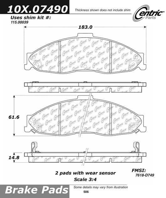 102.07490 CTek Brake Pads Centric Pair