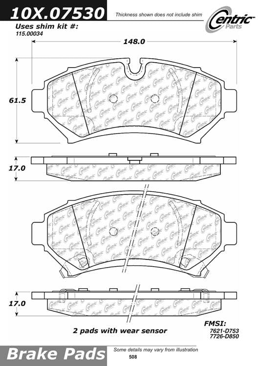 102.07530 CTek Brake Pads Centric Pair