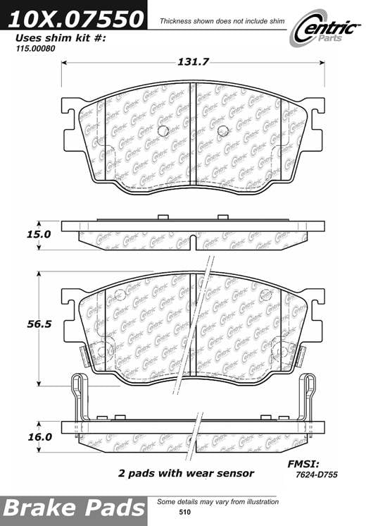 100.07550 OEM Brake Pads Centric Pair