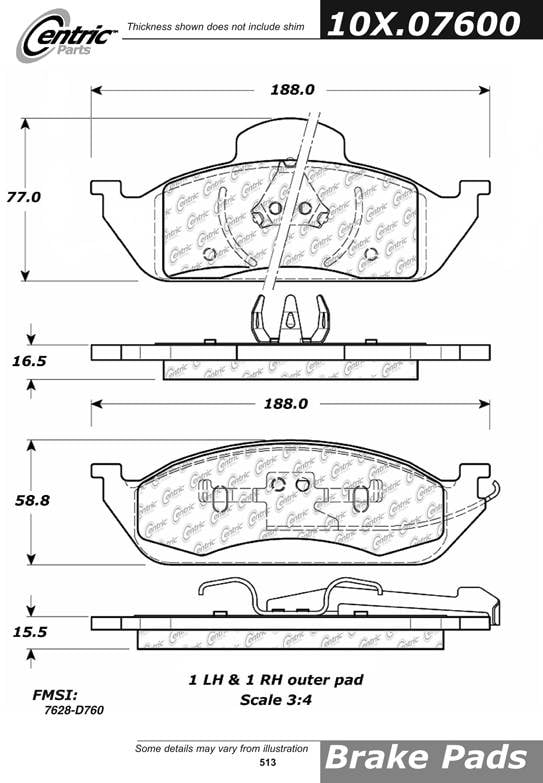 100.07600 OEM Brake Pads Centric Pair