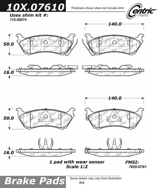 100.07610 OEM Brake Pads Centric Pair