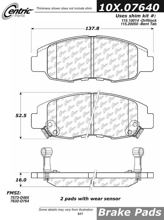 100.07640 OEM Brake Pads Centric Pair