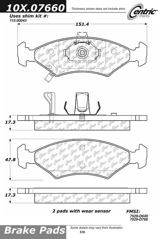 102.07660 CTek Brake Pads Centric Pair