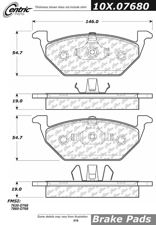 100.07680 OEM Brake Pads Centric Pair