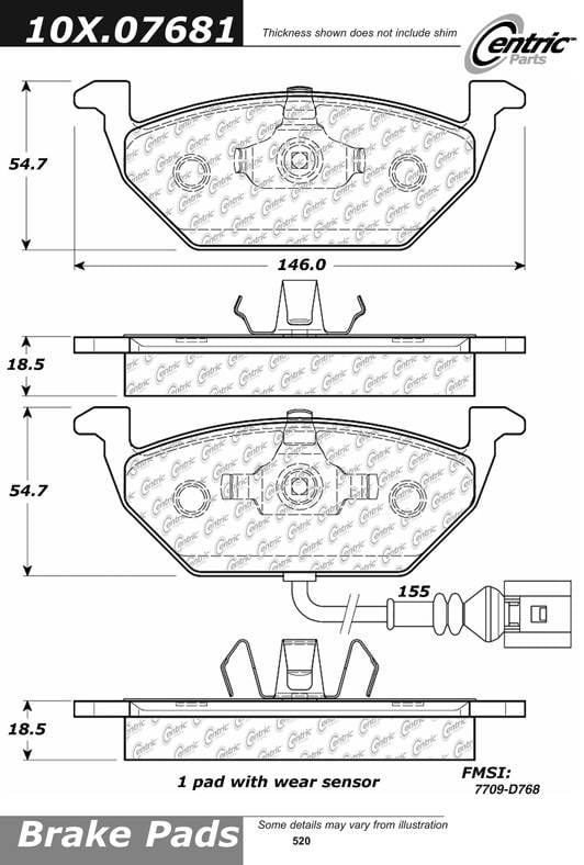 100.07681 OEM Brake Pads Centric Pair