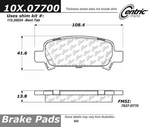 100.07700 OEM Brake Pads Centric Pair