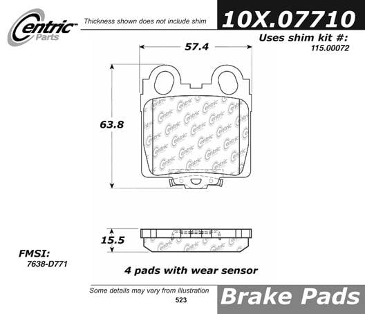 100.07710 OEM Brake Pads Centric Pair