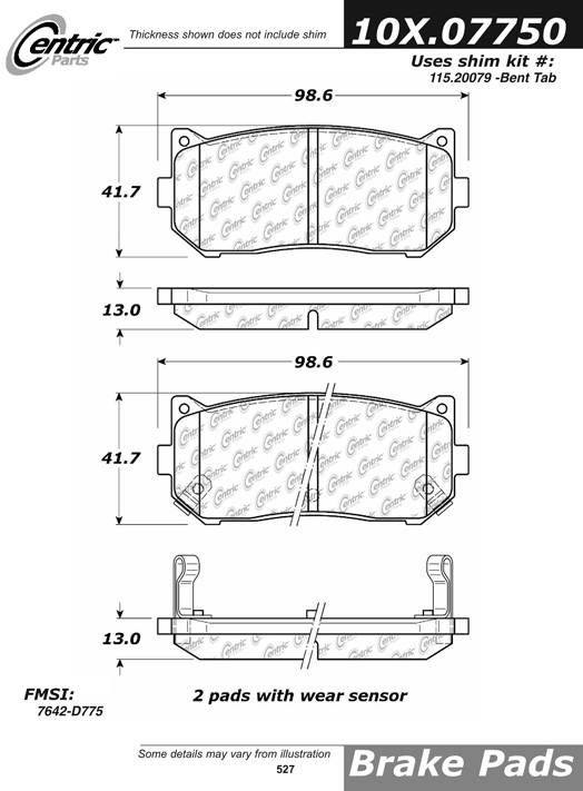 102.07750 CTek Brake Pads Centric Pair