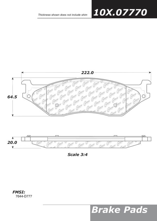 100.07770 OEM Brake Pads Centric Pair