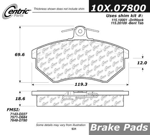 100.07800 OEM Brake Pads Centric Pair