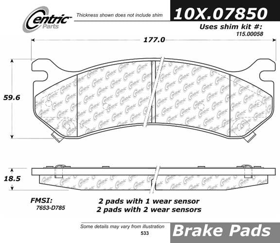 102.07850 CTek Brake Pads Centric Pair