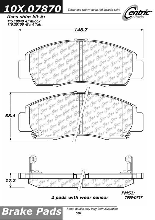 100.07870 OEM Brake Pads Centric Pair