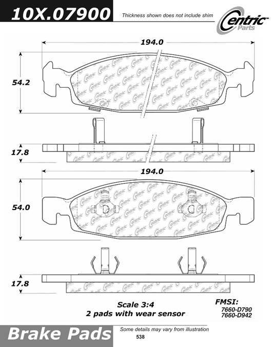 102.07900 CTek Brake Pads Centric Pair