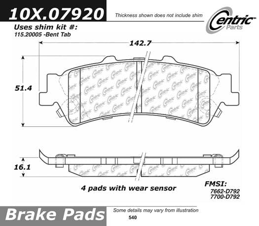 102.07920 CTek Brake Pads Centric Pair