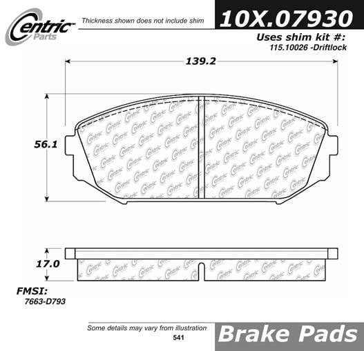 100.07930 OEM Brake Pads Centric Pair