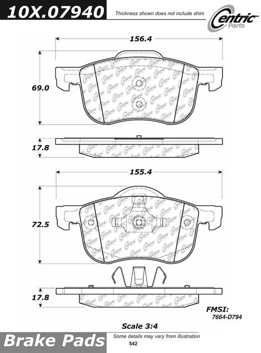 100.07940 OEM Brake Pads Centric Pair