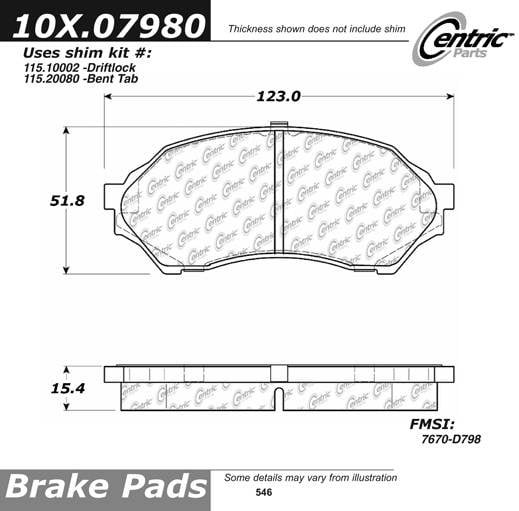 100.07980 OEM Brake Pads Centric Pair