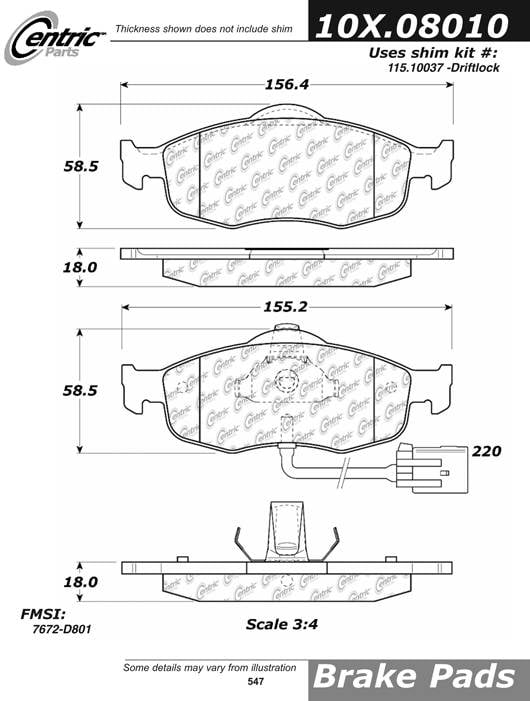 100.08010 OEM Brake Pads Centric Pair