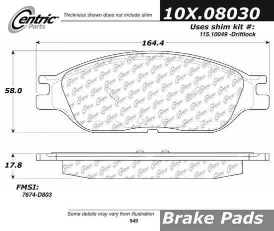 100.08030 OEM Brake Pads Centric Pair