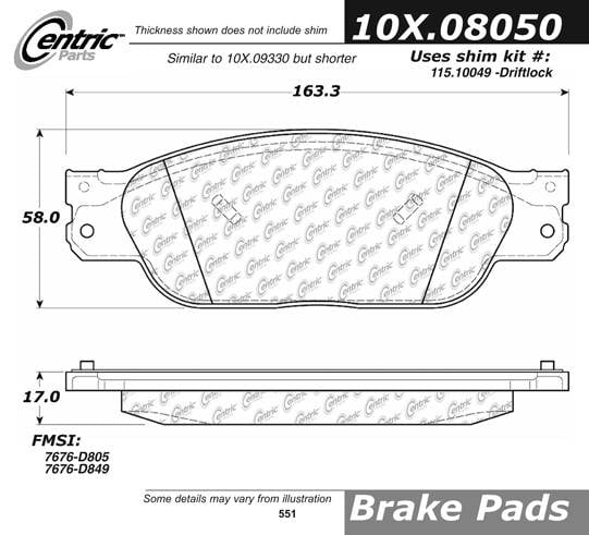 100.08050 OEM Brake Pads Centric Pair