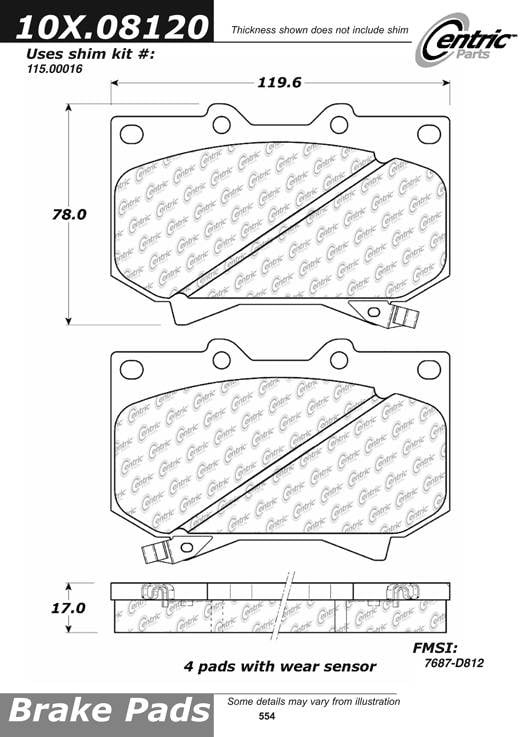 100.08120 OEM Brake Pads Centric Pair