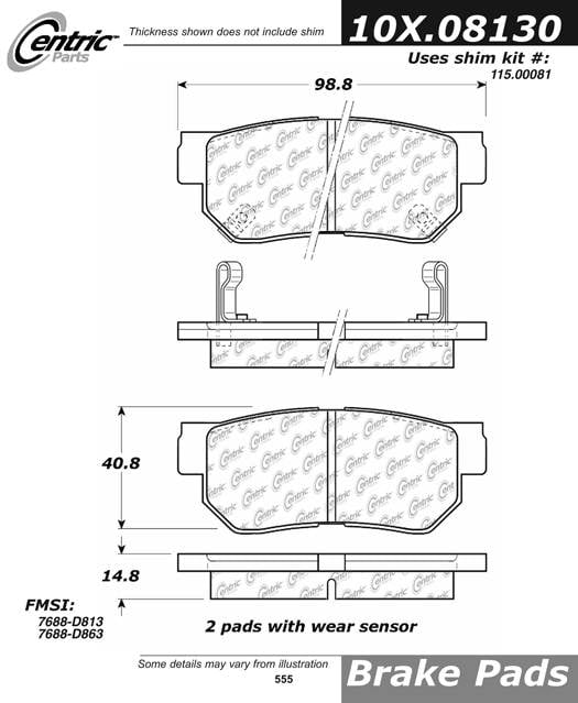 100.08130 OEM Brake Pads Centric Pair