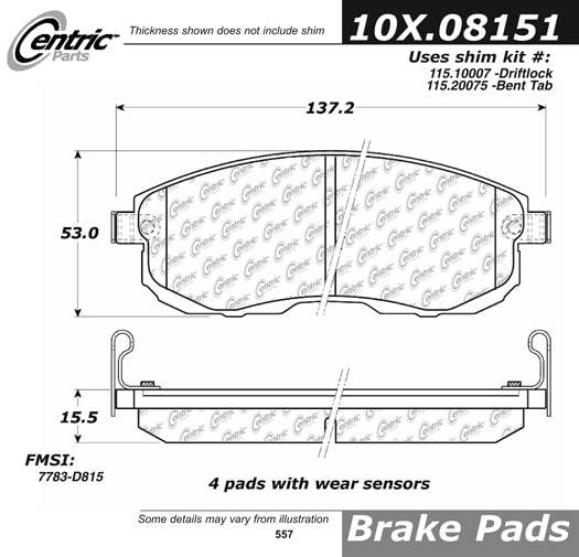 100.08151 OEM Brake Pads Centric Pair