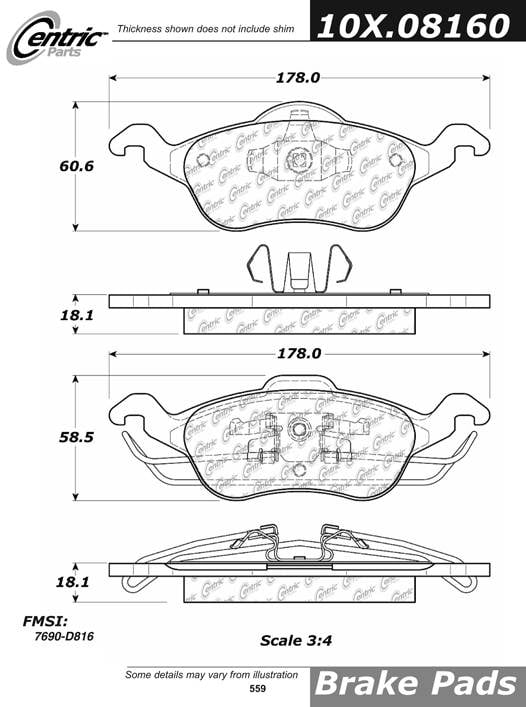 100.08160 OEM Brake Pads Centric Pair