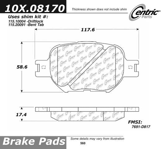 100.08170 OEM Brake Pads Centric Pair