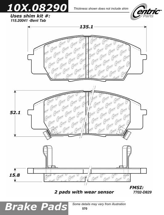 100.08290 OEM Brake Pads Centric Pair