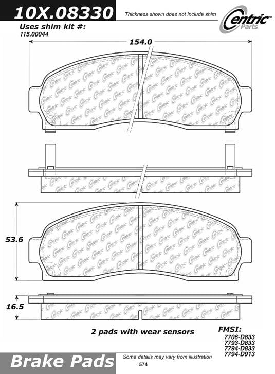 102.08330 CTek Brake Pads Centric Pair