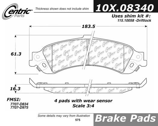 102.08340 CTek Brake Pads Centric Pair