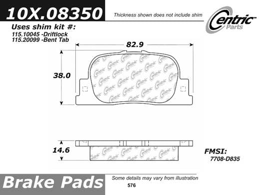 100.08350 OEM Brake Pads Centric Pair