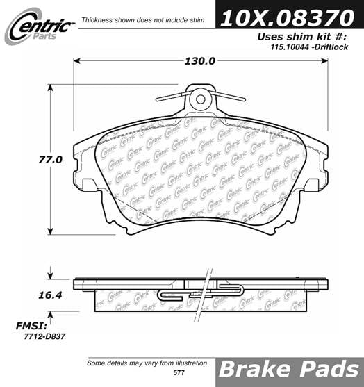 100.08370 OEM Brake Pads Centric Pair