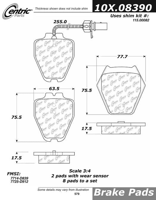 100.08390 OEM Brake Pads Centric Pair