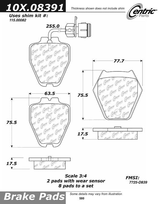 100.08391 OEM Brake Pads Centric Pair