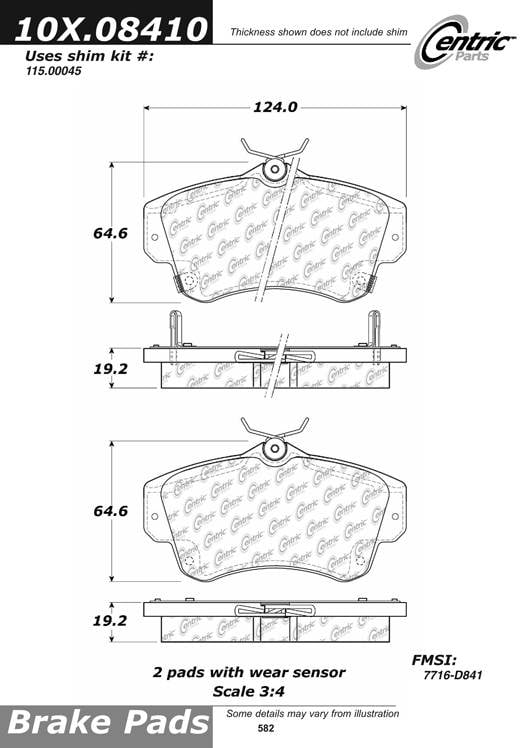 100.08410 OEM Brake Pads Centric Pair