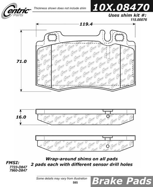 100.08470 OEM Brake Pads Centric Pair