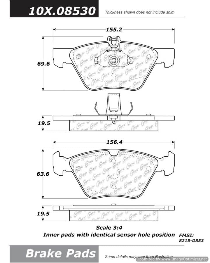 100.08530 OEM Brake Pads Centric Pair