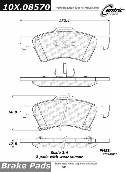 102.08570 CTek Brake Pads Centric Pair