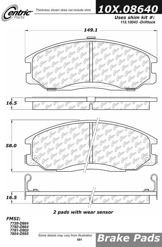 100.08640 OEM Brake Pads Centric Pair